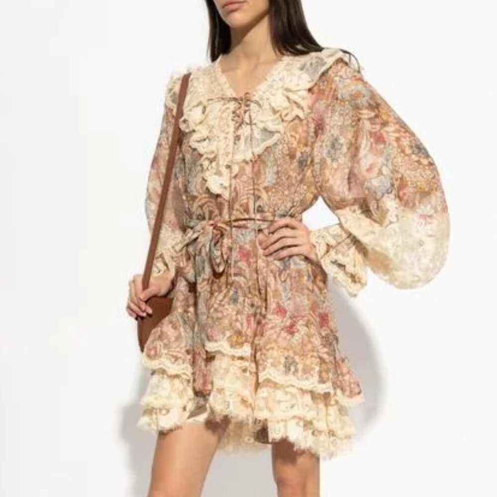 Zimmermann Women's Natural Dress With Lace Inserts